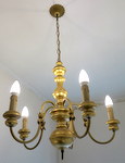 Details zu Hngelampe - Leuchter, 5 - armig, Holz - Eisen goldig