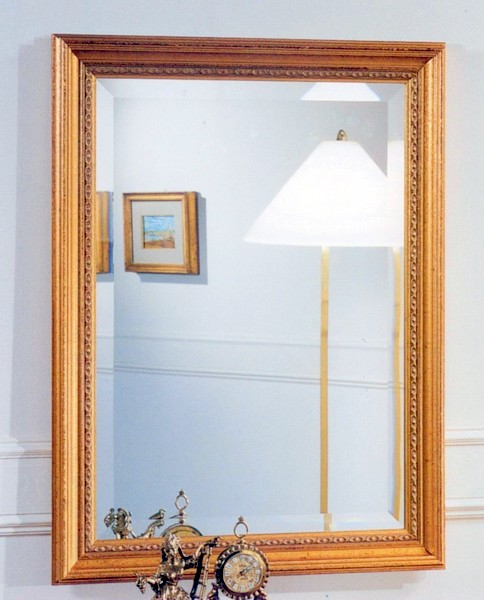 Stil - Spiegel, Gold mit geschliffenem Glas ( Facettenschliff ) verkleinern