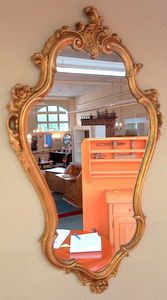 Stil - Spiegel geschnitzt, goldig - Holzramen vergrssern